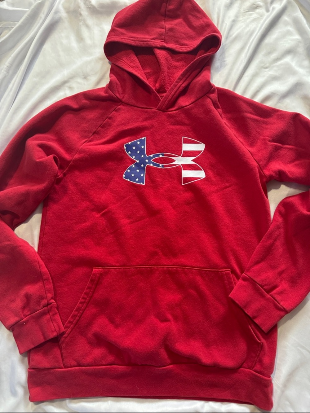 Under Armour Red Hoodie with American Flag Logo
